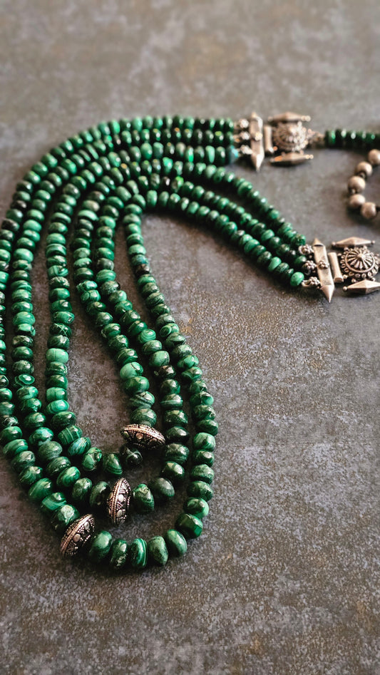 Verdant — Malachite Layered Silver Necklace