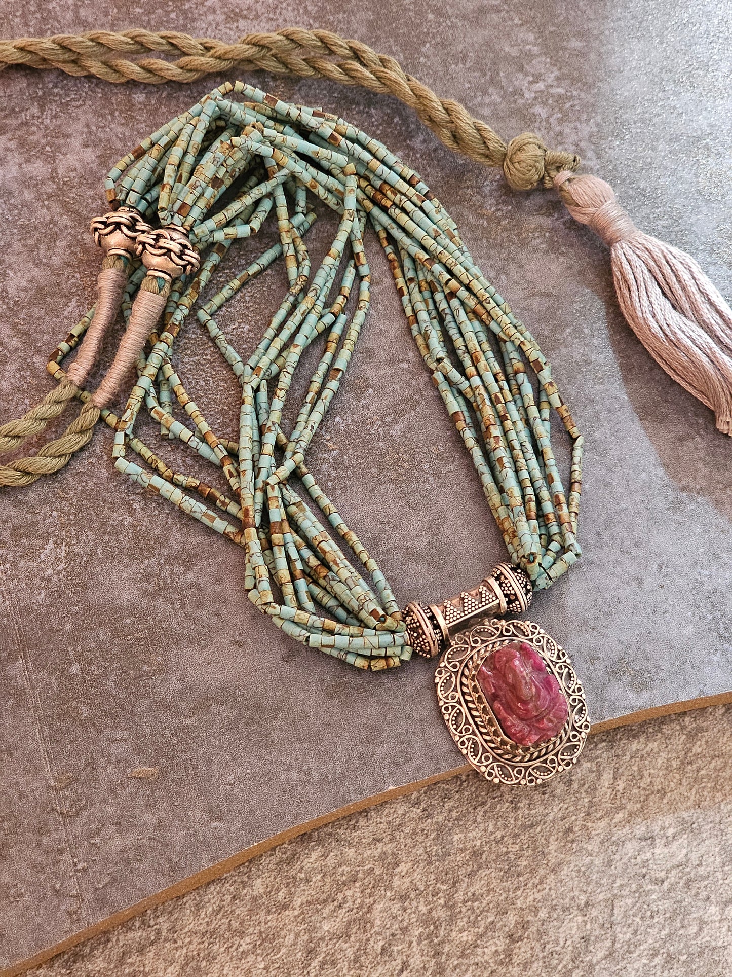 Carved Ruby necklace