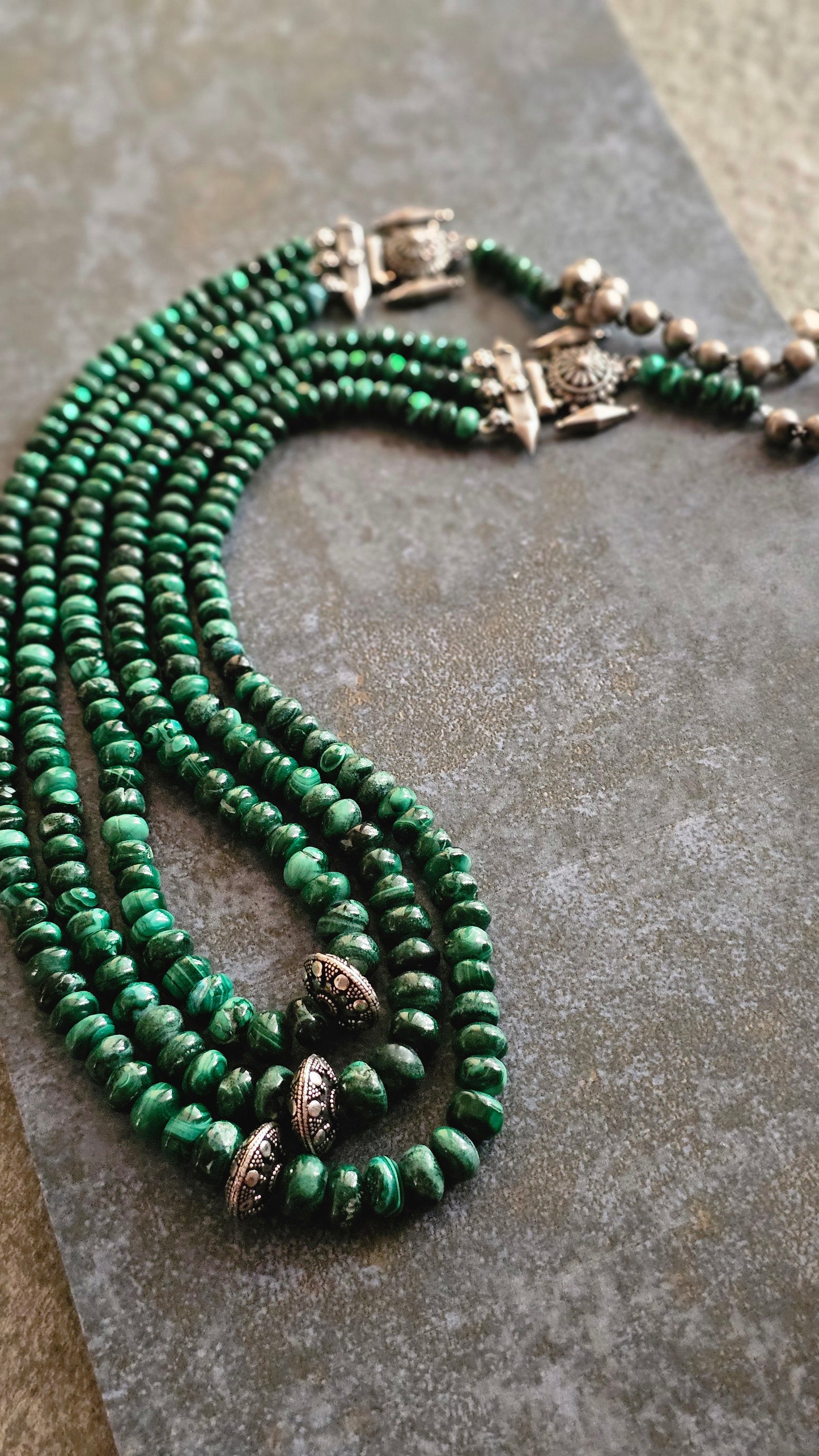 Verdant — Malachite Layered Silver Necklace