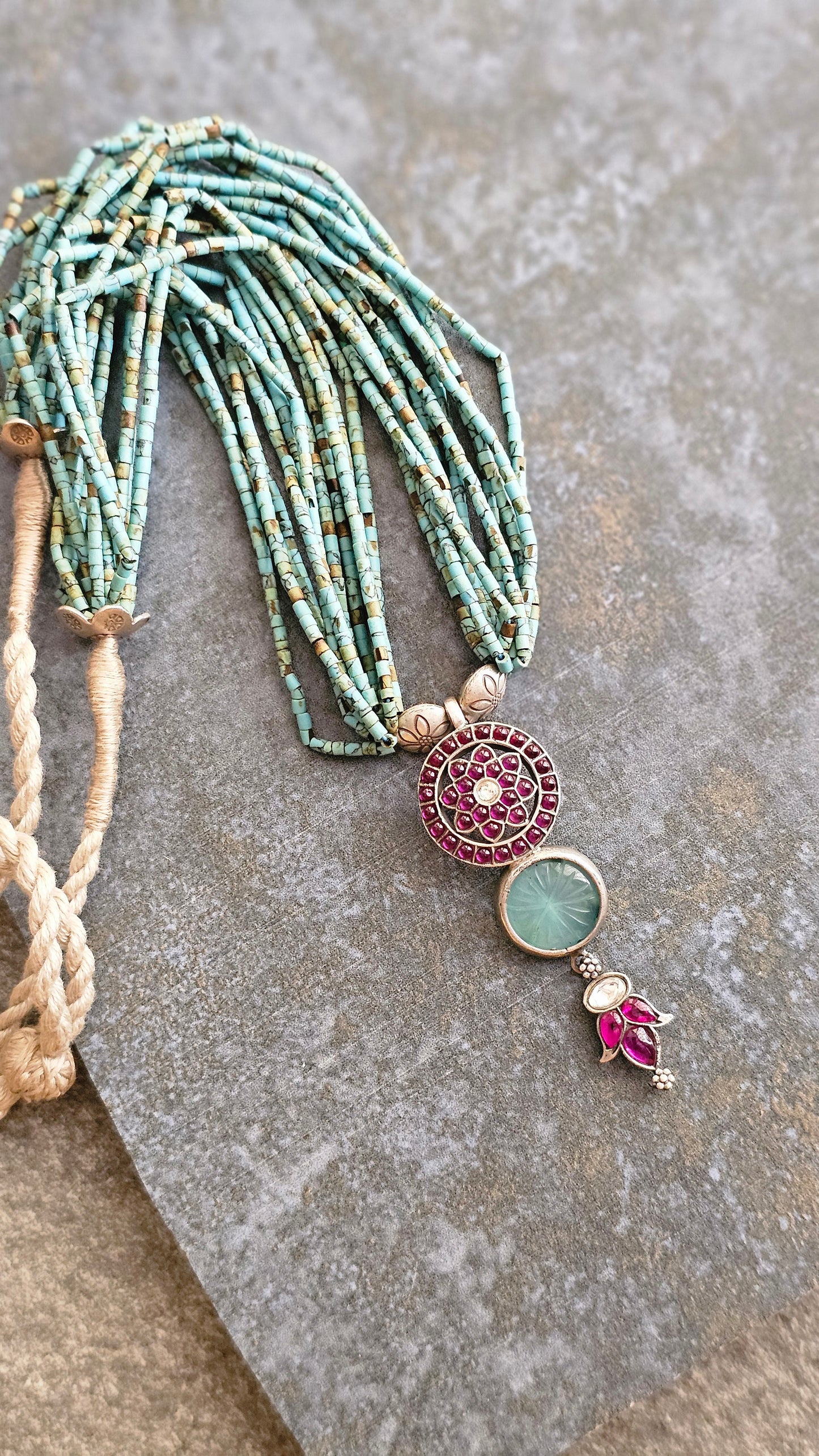 African turquoise necklace Kemp fusion pendant