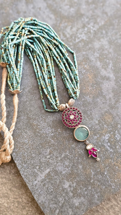 African turquoise necklace Kemp fusion pendant