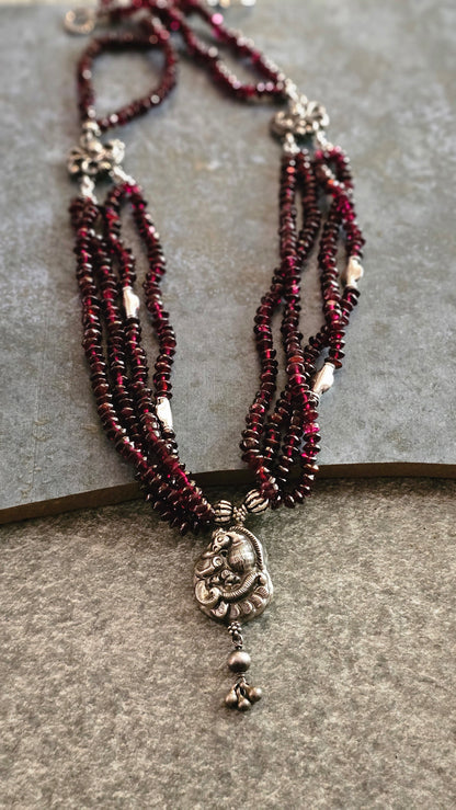 Soul Strung | Button Garnet & Nakash Silver Necklace