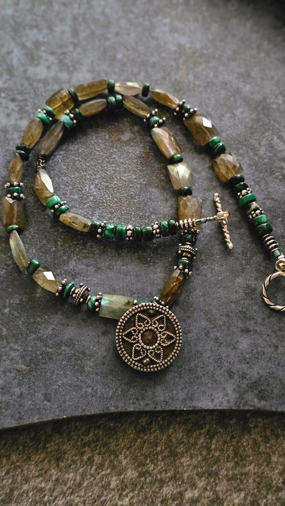 Soul Strung | Labradorite & Malachite Necklace