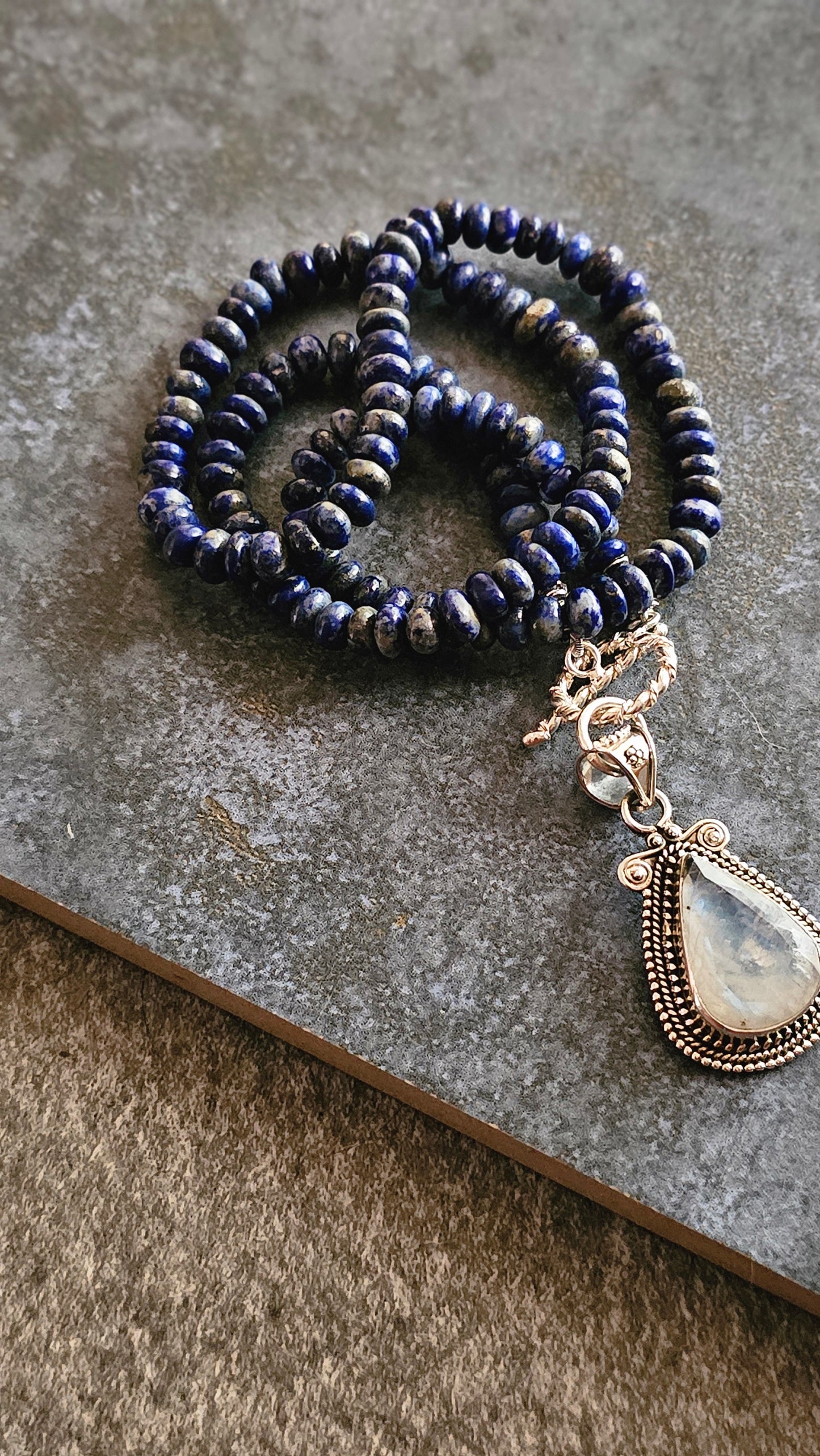 Blue Hour – Lapis Lazuli & Moonstone Wrap Necklace