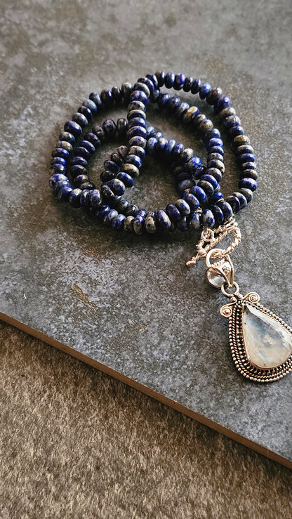 Blue Hour – Lapis Lazuli & Moonstone Wrap Necklace