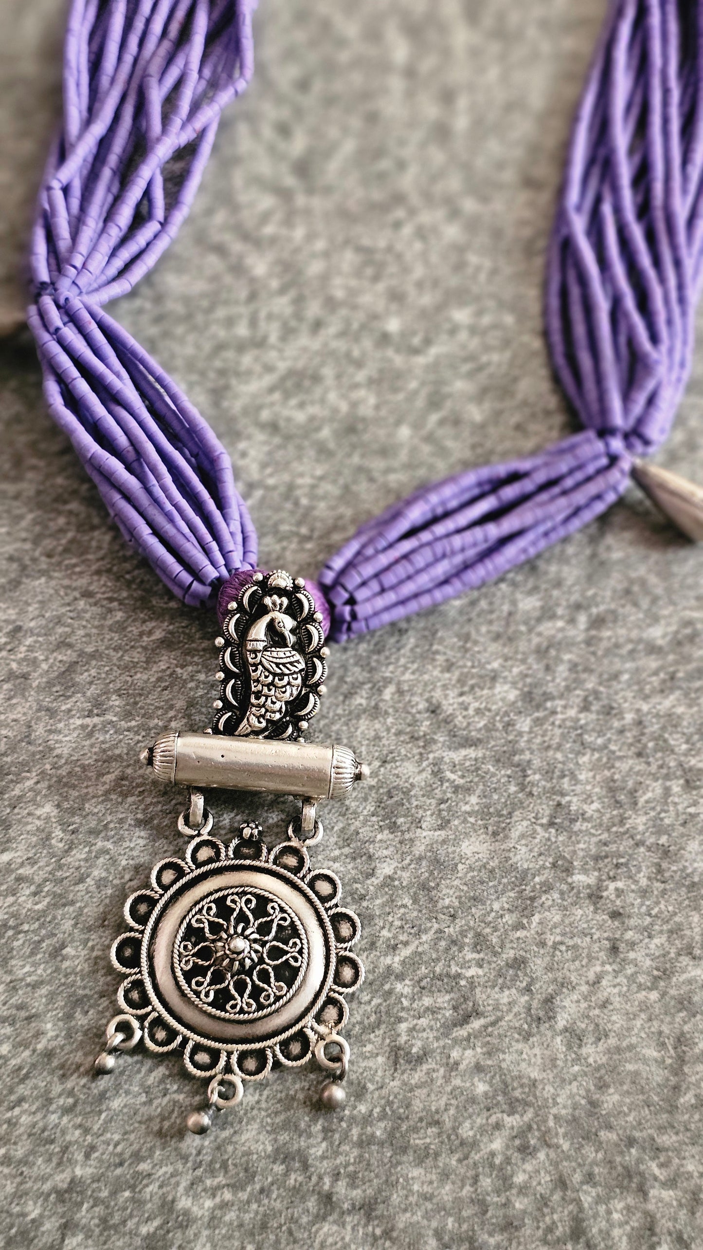 MRINALINI |African Amethyst & Vintage Silver Necklace
