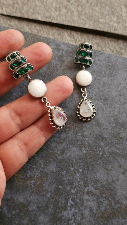 Chandrika| Kemp Fusion Moonstone Earrings