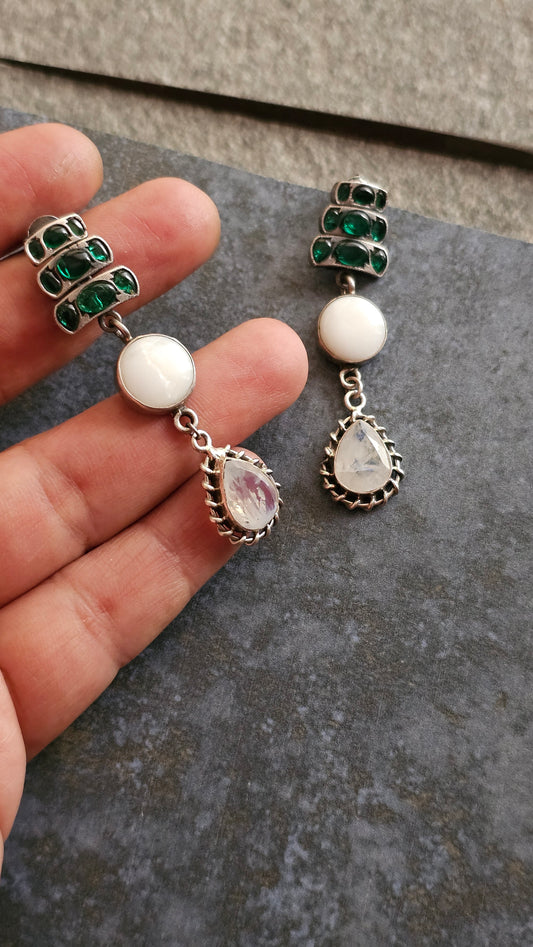 Chandrika| Kemp Fusion Moonstone Earrings