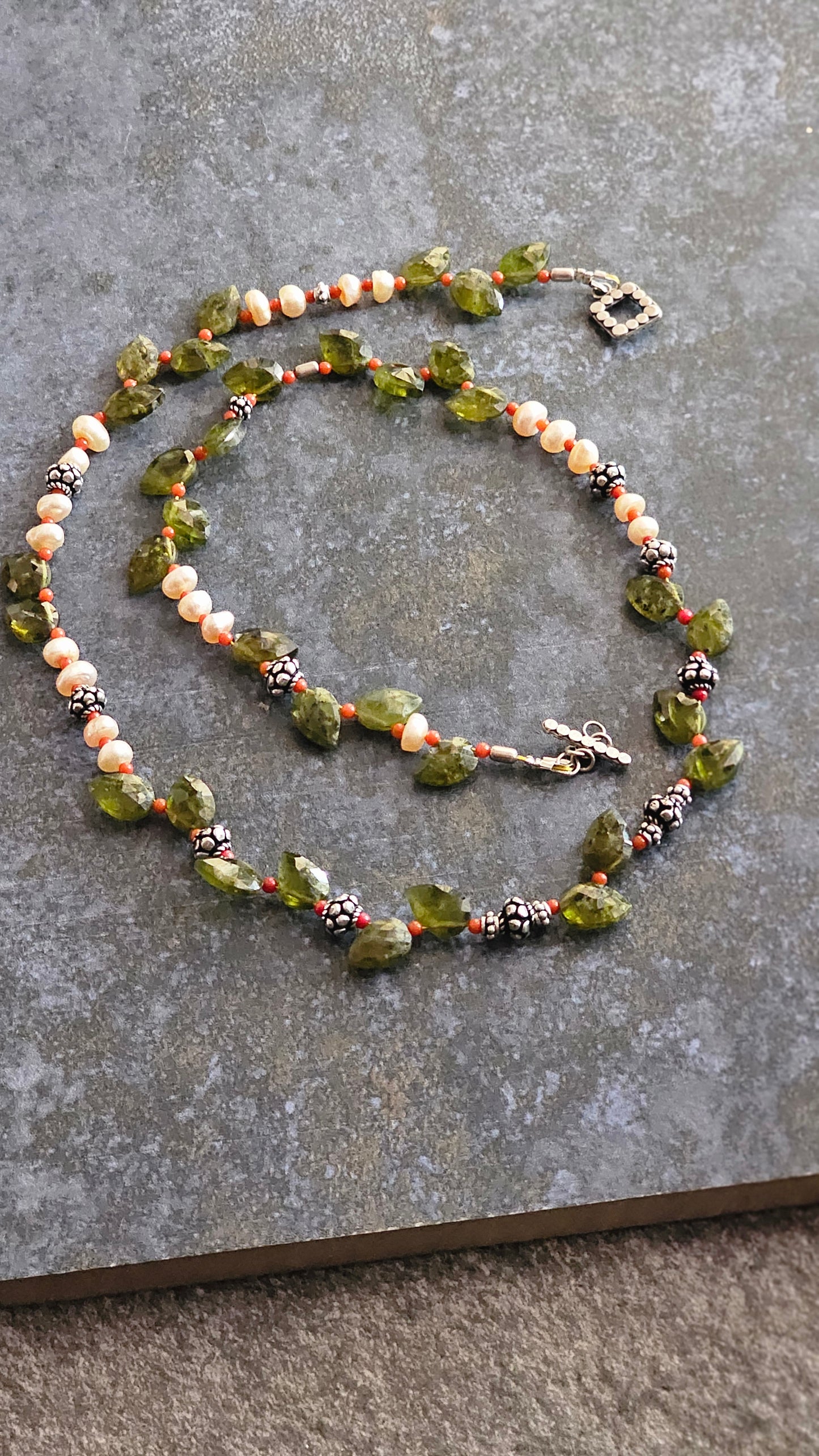 Carved Natural Vessonite gemstone necklace