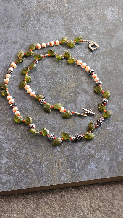 Carved Natural Vessonite gemstone necklace