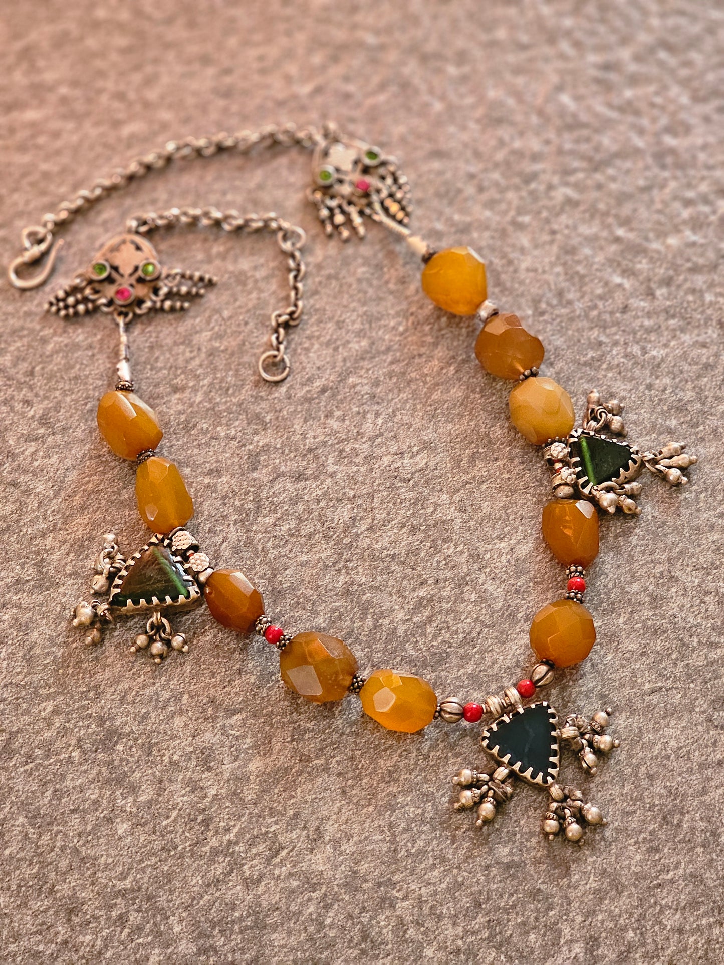 Silver vintage tribal necklace