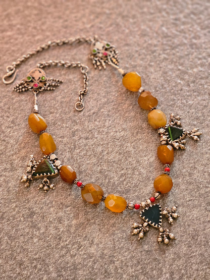 Silver vintage tribal necklace