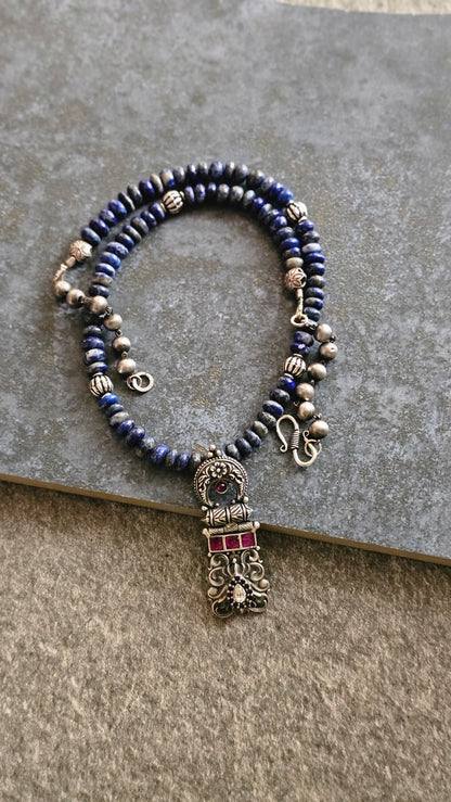 Ratnadeepa | Lapis Lazuli & Vintage Kempu Pendant Necklace