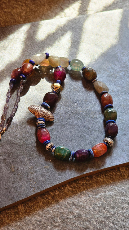 Precious gemstone labrodrite necklace