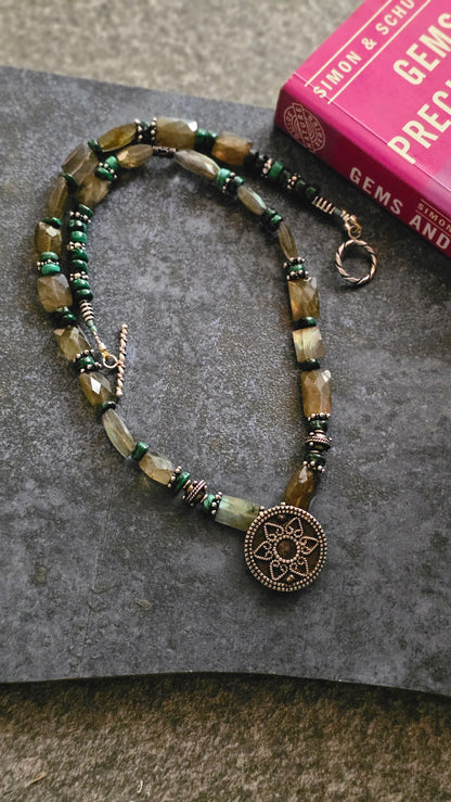 Soul Strung | Labradorite & Malachite Necklace