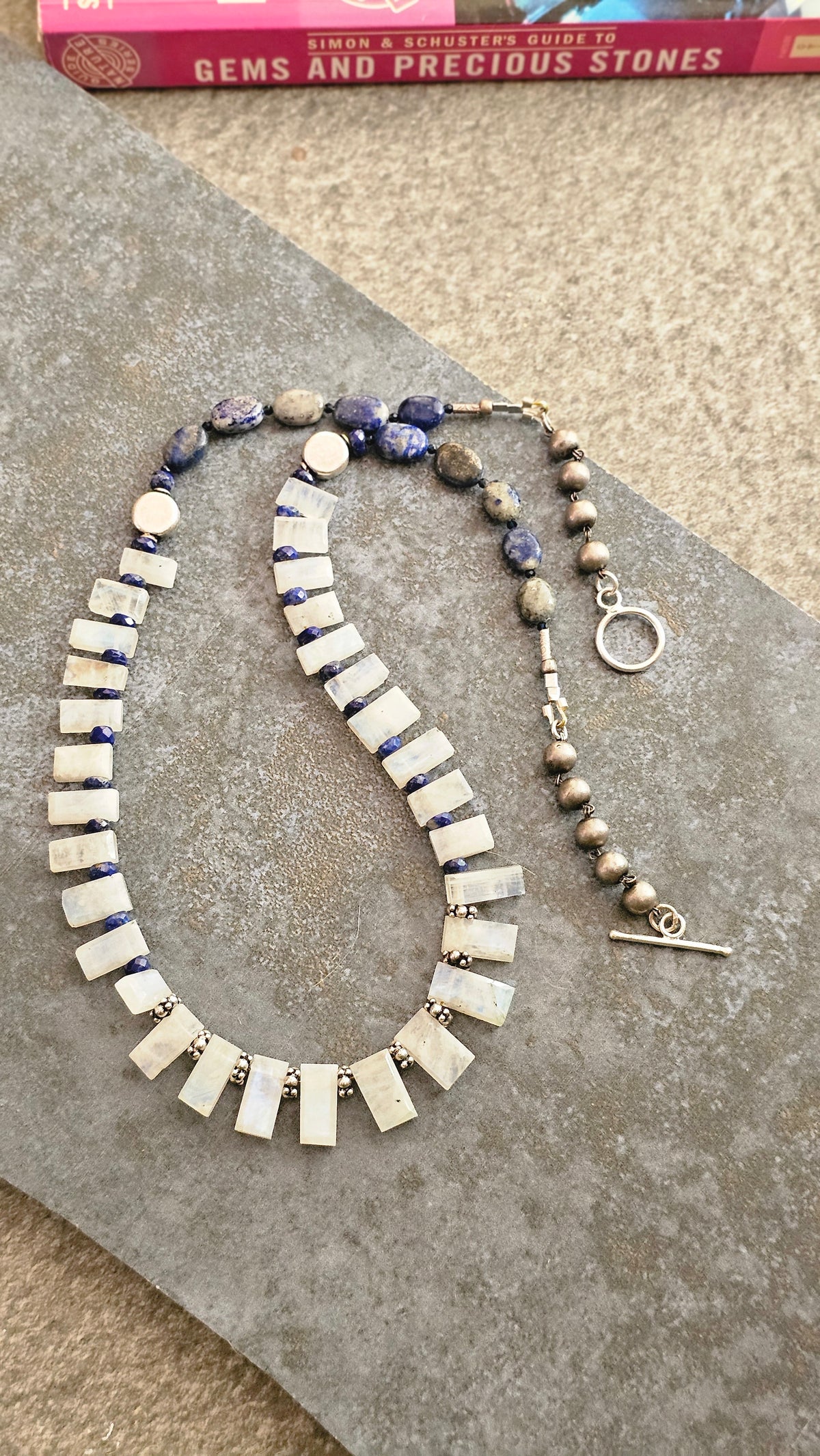 Oddly Enough — Rainbow Moonstone & Lapis Lazuli Necklace