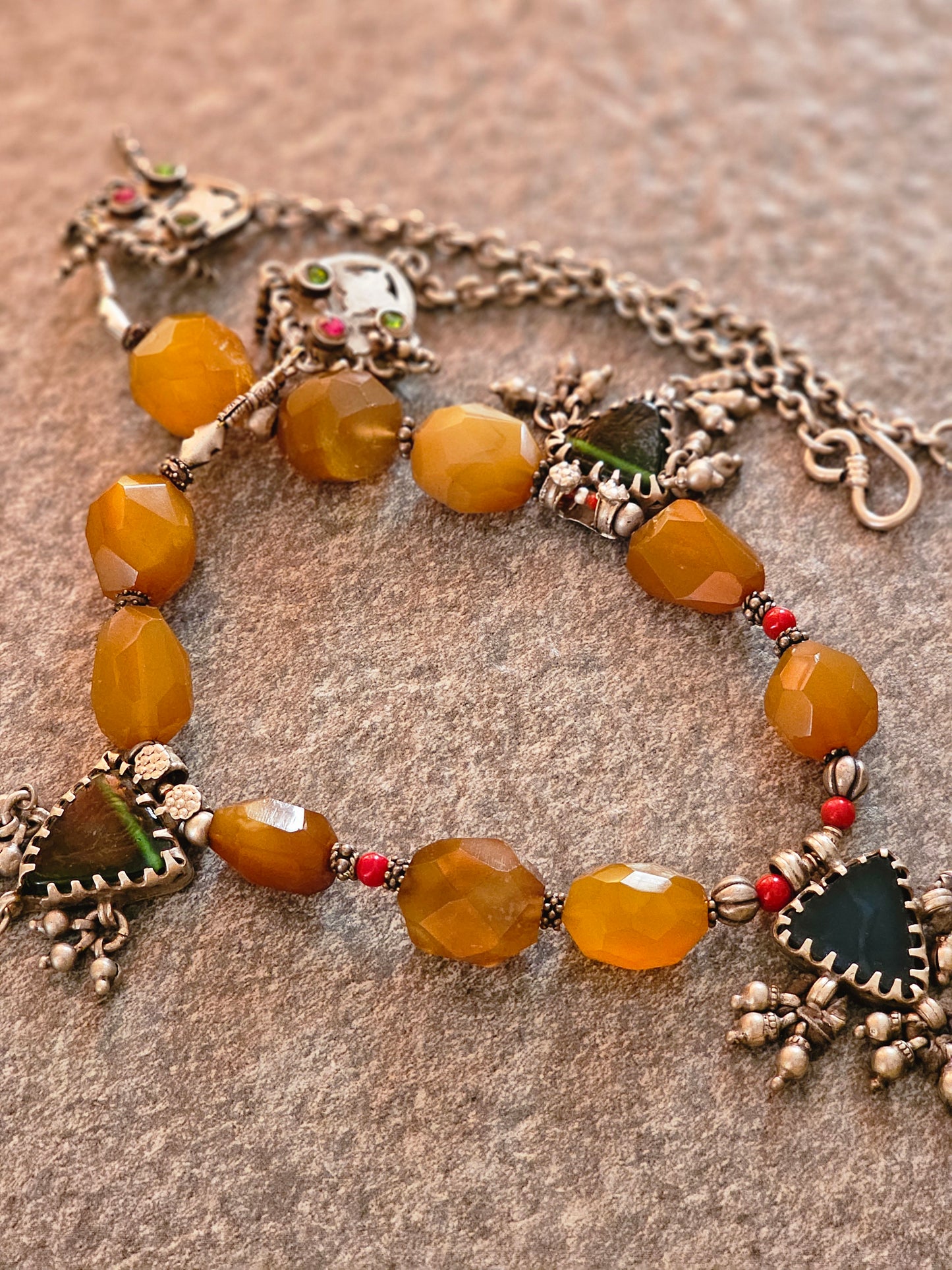 Silver vintage tribal necklace