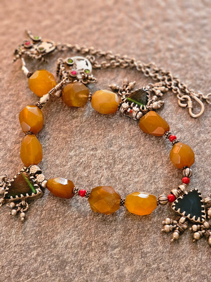 Silver vintage tribal necklace