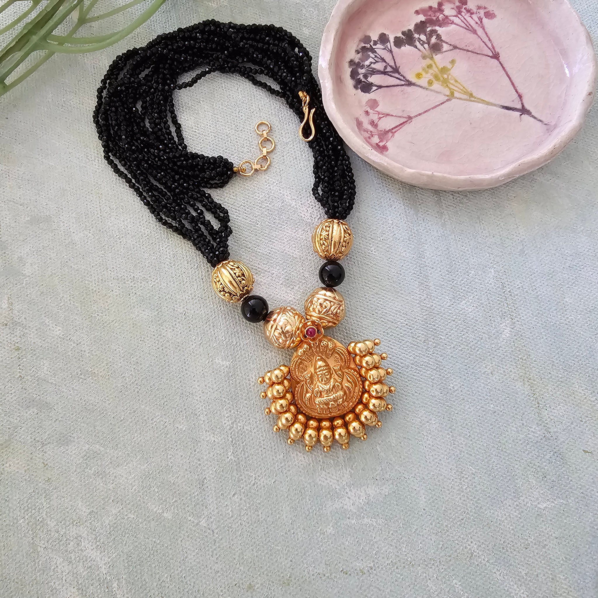 Silver gold polish Laxmi nagru necklace