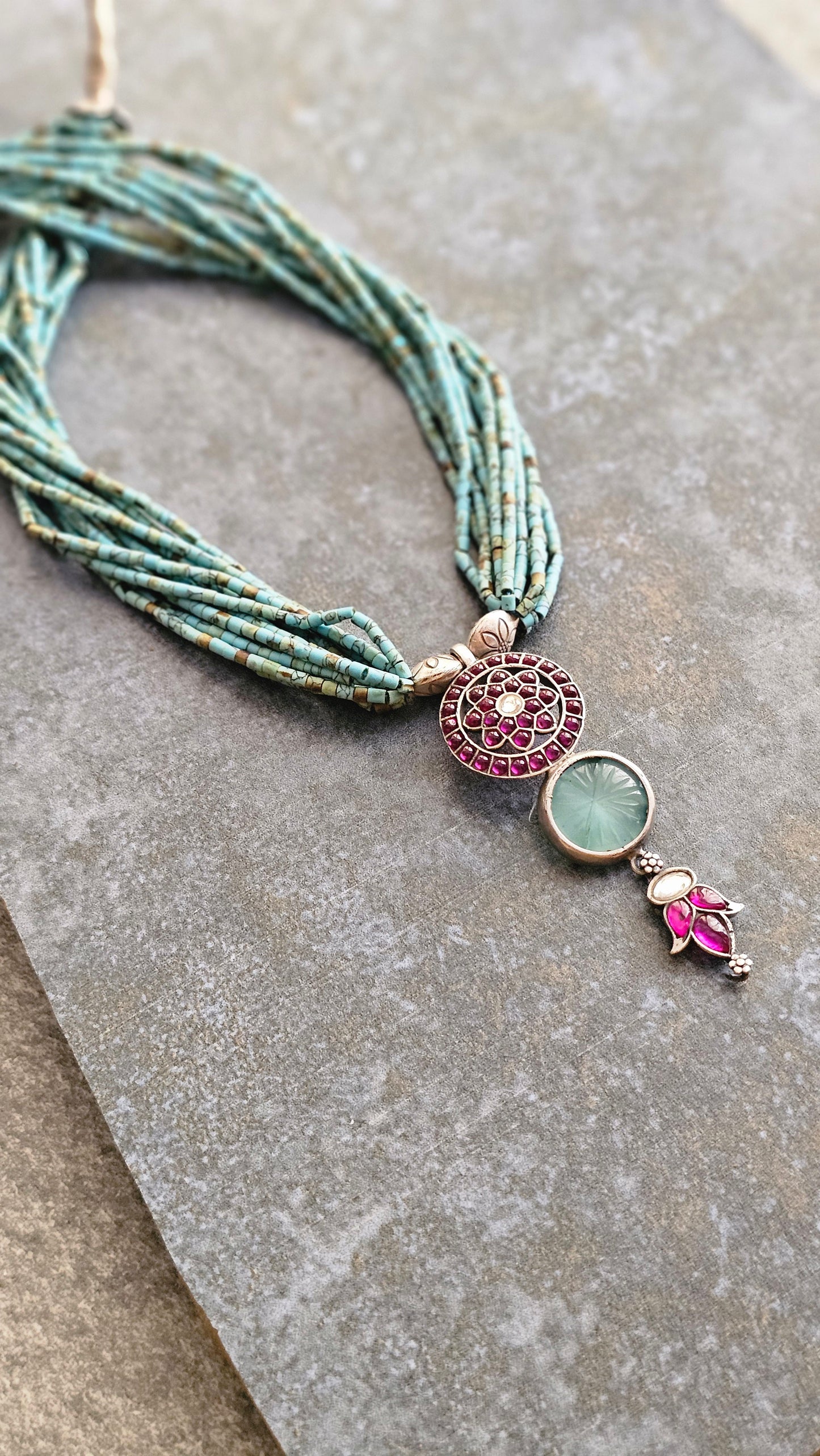 African turquoise necklace Kemp fusion pendant