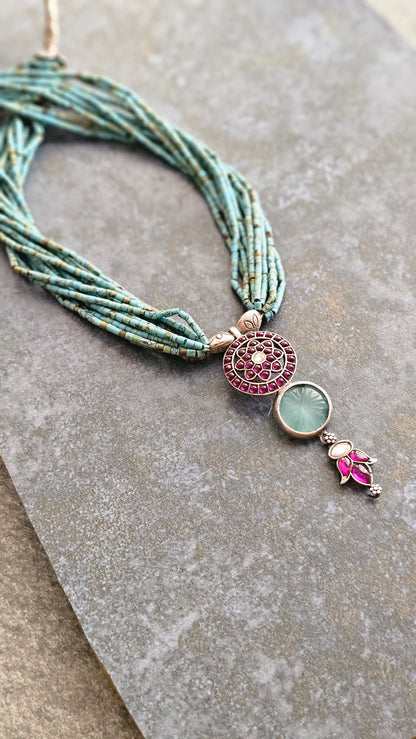 African turquoise necklace Kemp fusion pendant