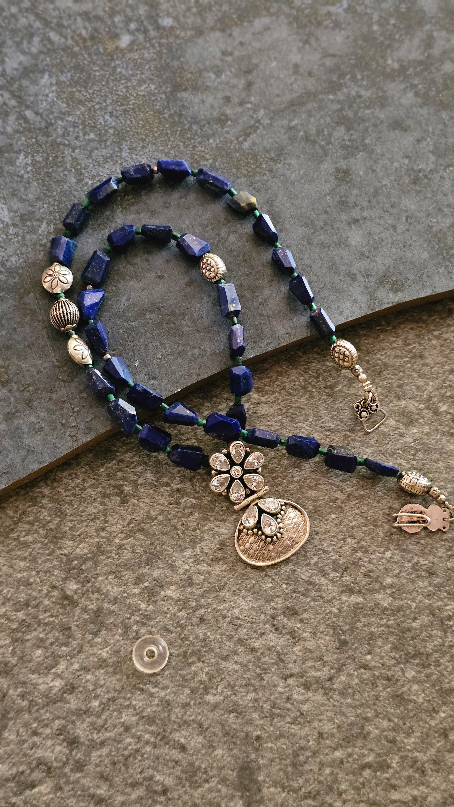 Lapis lazuli, malachite necklace