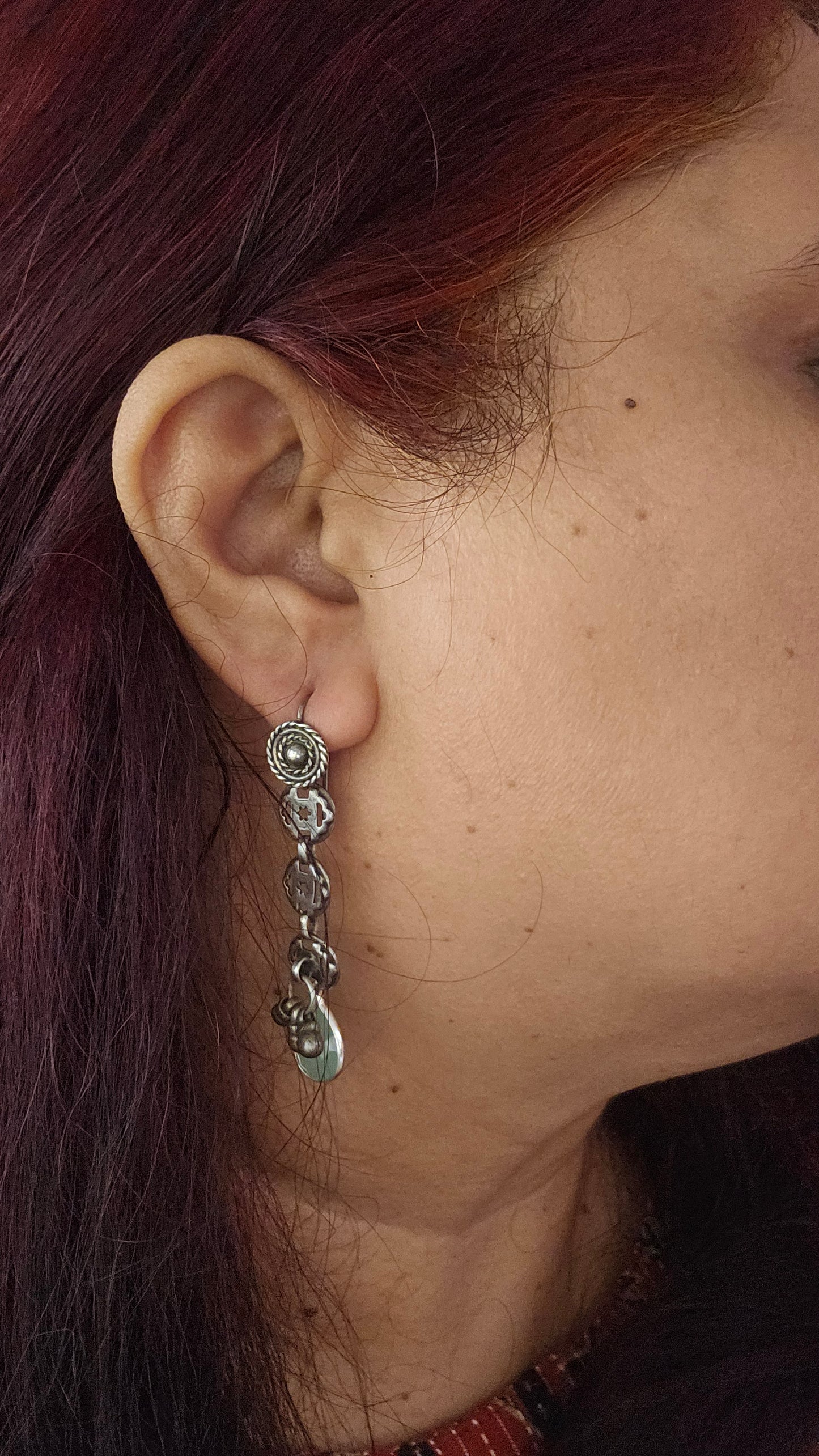Nomad's Keepsake – Vintage Silver & Green Chalcedony Earrings