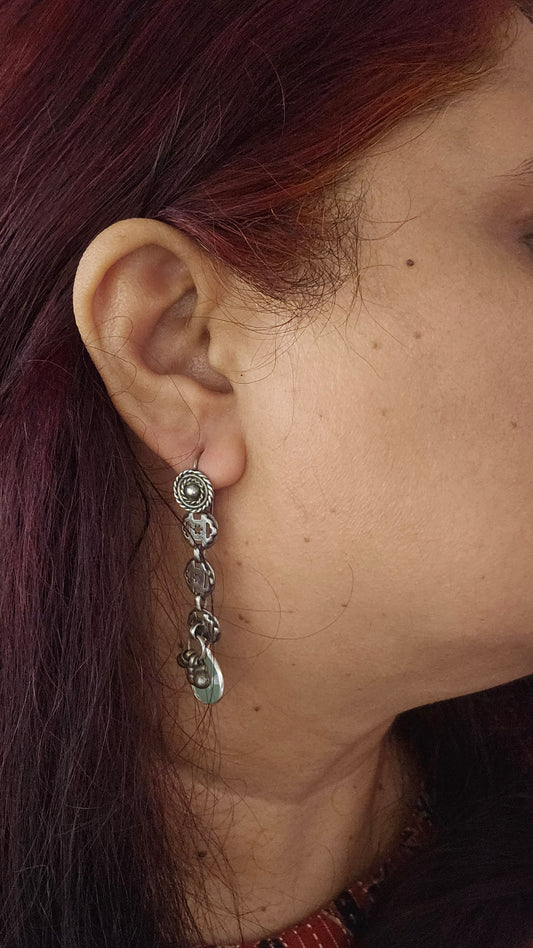 Nomad's Keepsake – Vintage Silver & Green Chalcedony Earrings