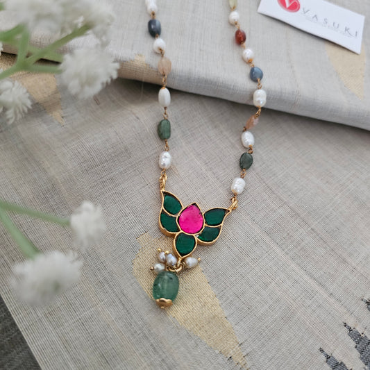 Silver 92.5 gold polish kundan necklace