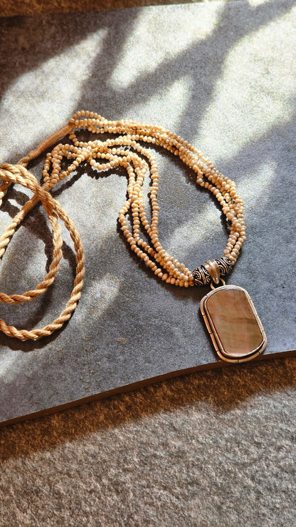 Mother of pearl oxidised pearl necklace