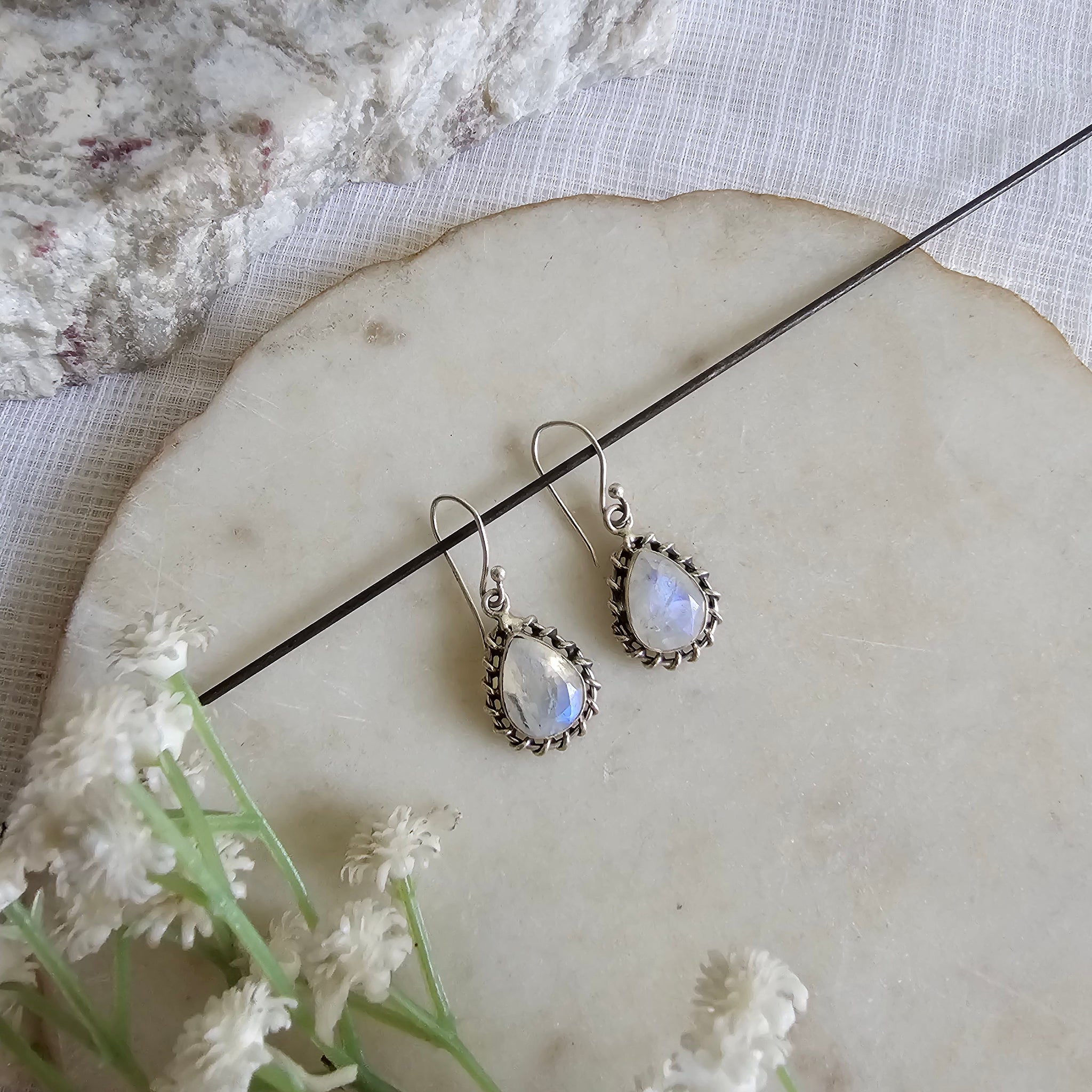 Silver 92.5 Moonstone earrings