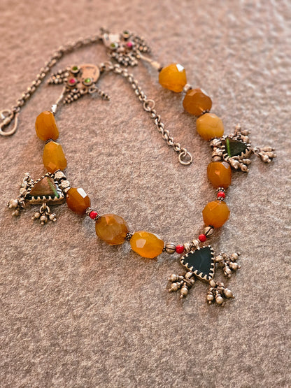 Silver vintage tribal necklace