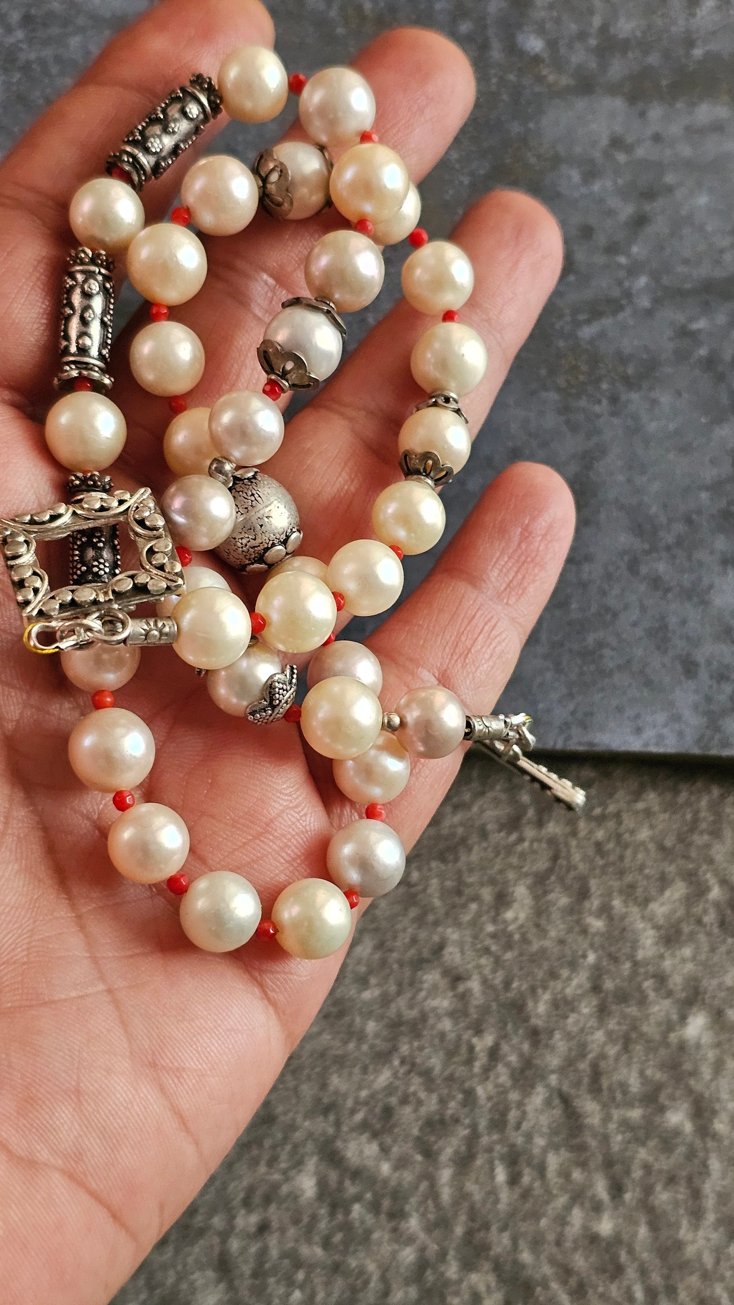 Champagne Pearl Necklace in 92.5 Silver