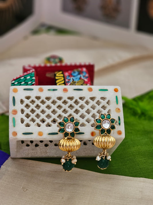 Silver 92.5 gold polish kundan earrings