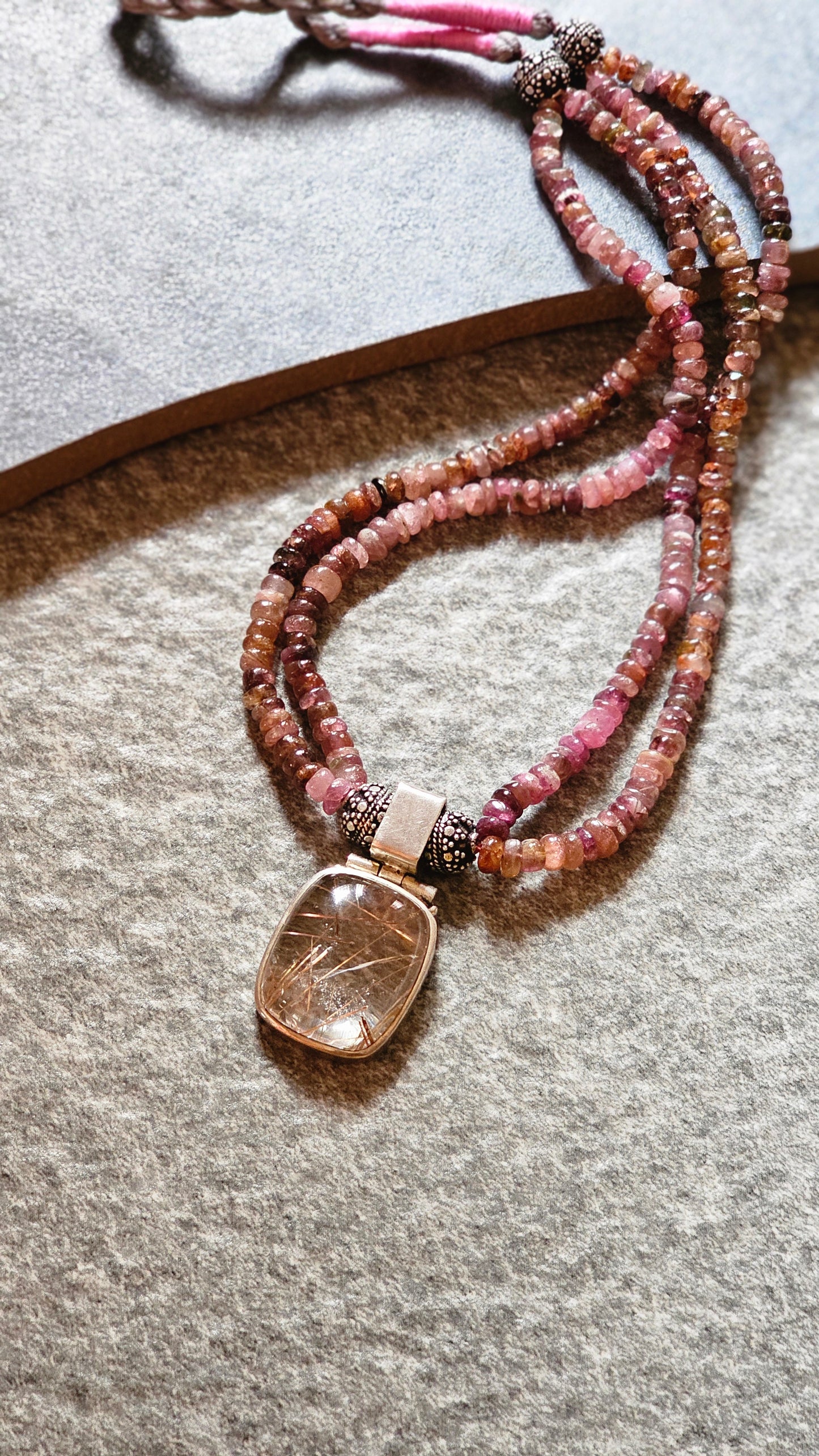 Tourmaline necklace Golden Rutilated pendant