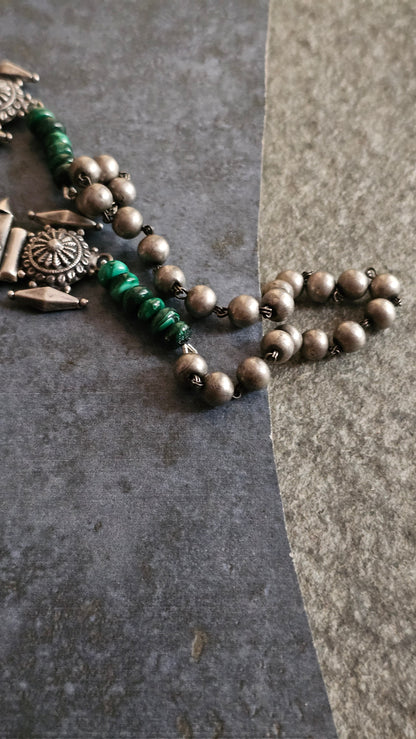 Verdant — Malachite Layered Silver Necklace