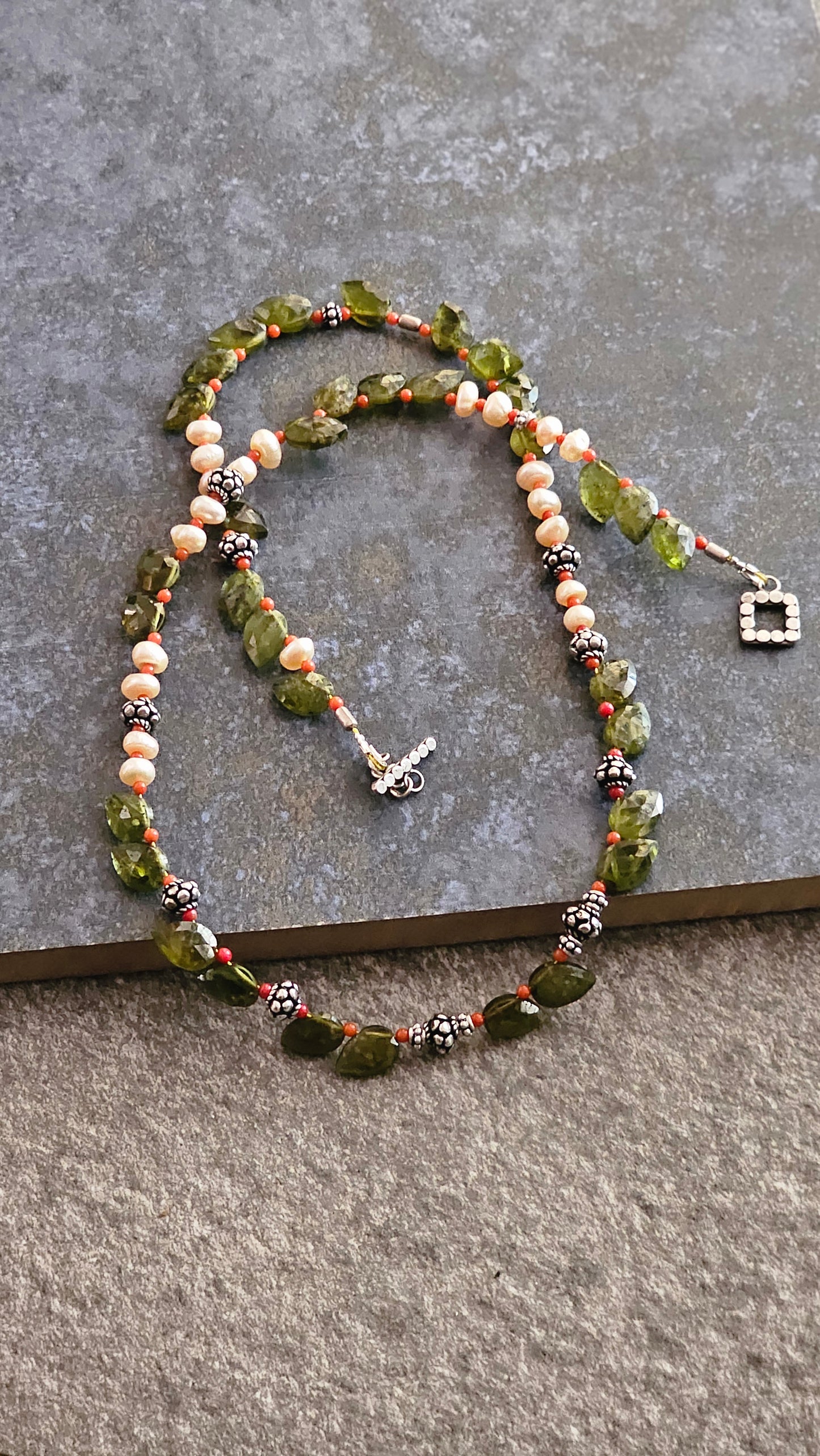 Carved Natural Vessonite gemstone necklace