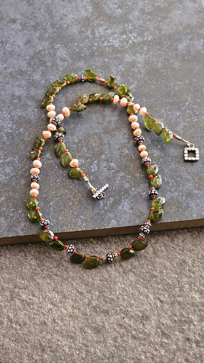 Carved Natural Vessonite gemstone necklace