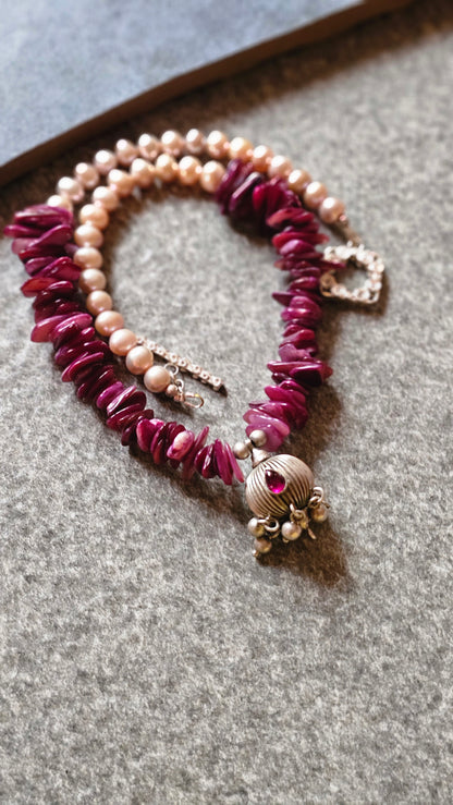 Fresh water champagne colored pearls necklace