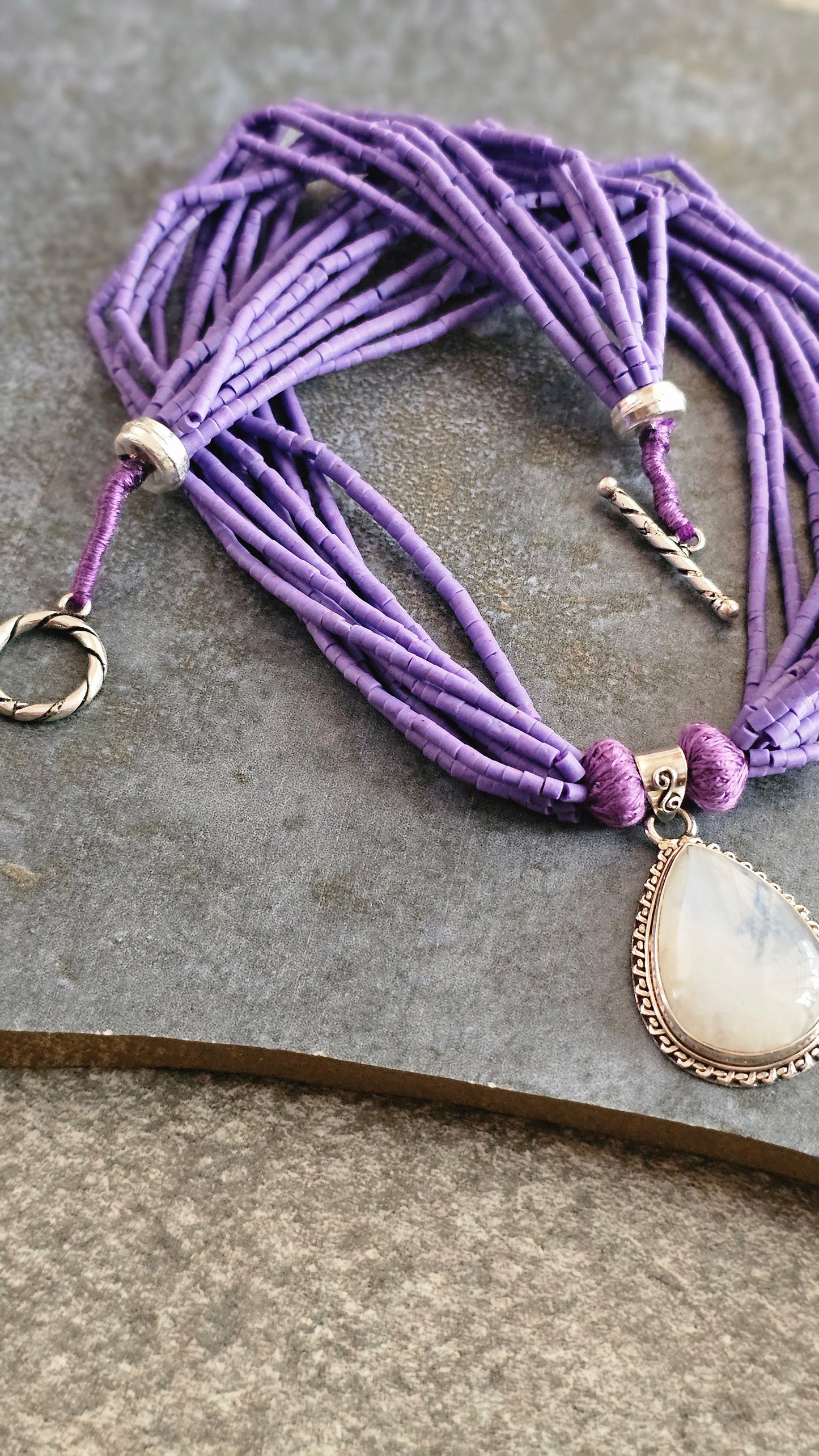 Soul Strung | Rainbow Moonstone & African Amethyst Necklace