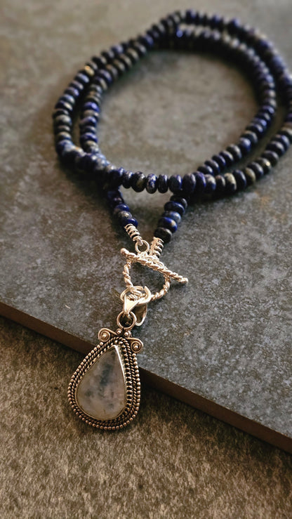 Blue Hour – Lapis Lazuli & Moonstone Wrap Necklace