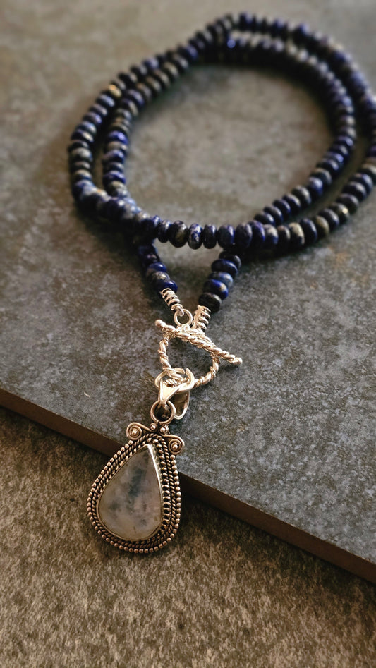Blue Hour – Lapis Lazuli & Moonstone Wrap Necklace