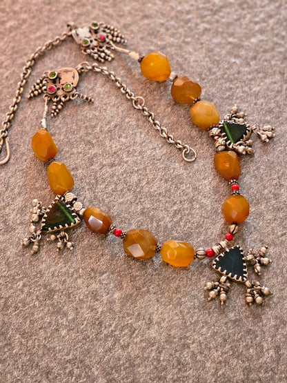 Silver vintage tribal necklace