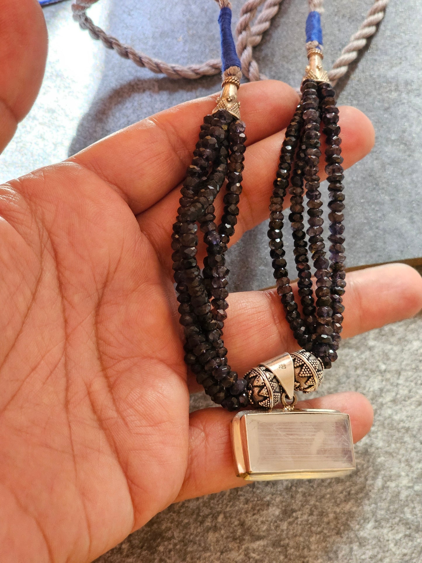Moonstone iolite necklace