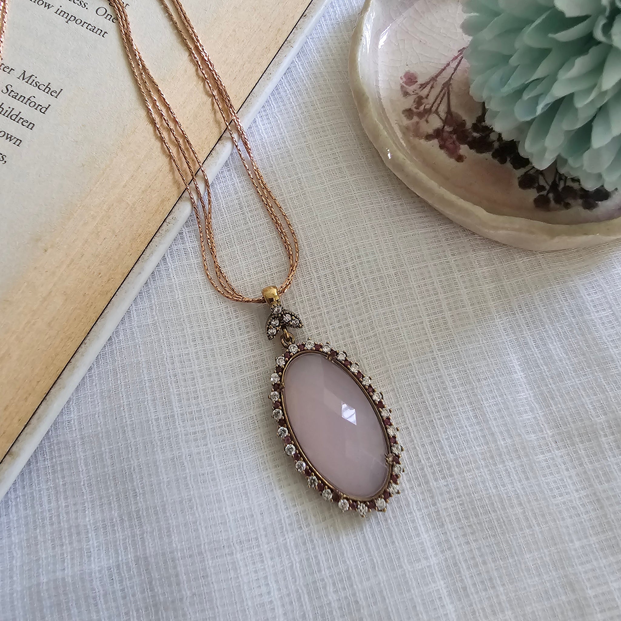 Silver 92.5 Rose quartz pendant