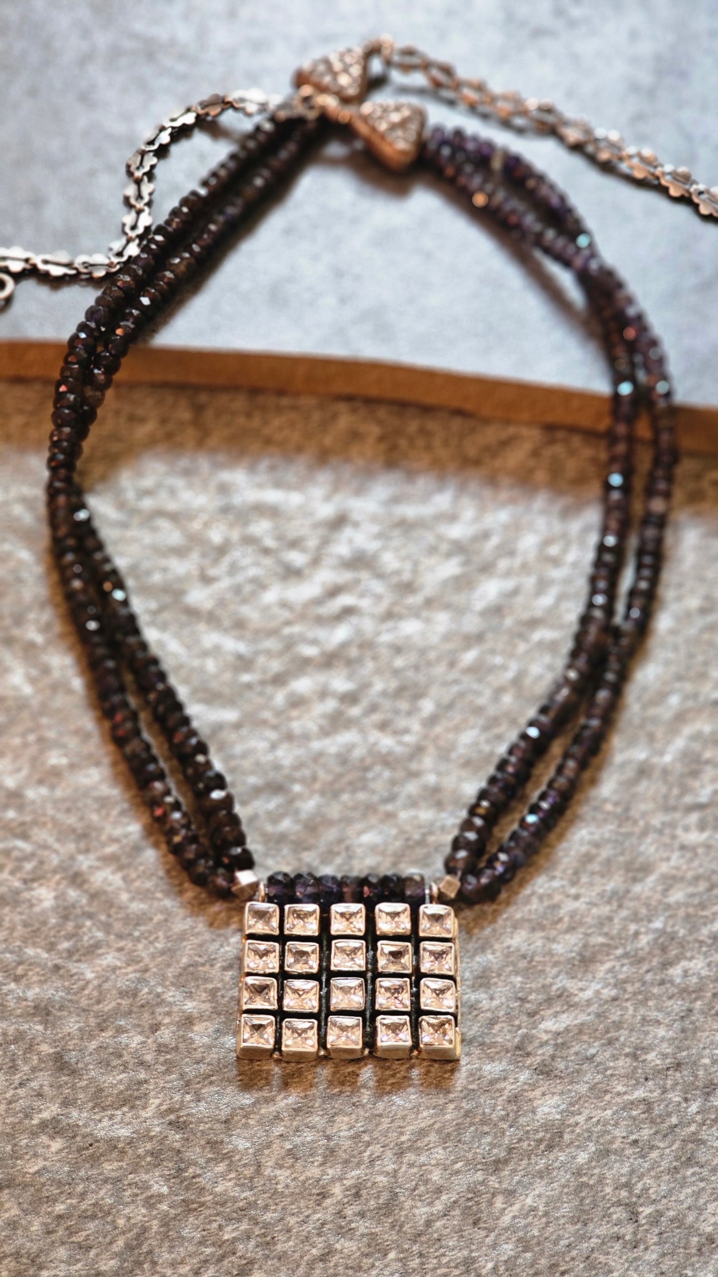 Iolite gemstones necklace with AD stone pendant